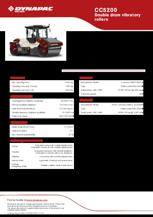 Cilindri vibratori în tandem Dynapac CC5200