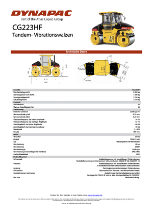 Cilindri vibratori în tandem Dynapac CG 223 HF