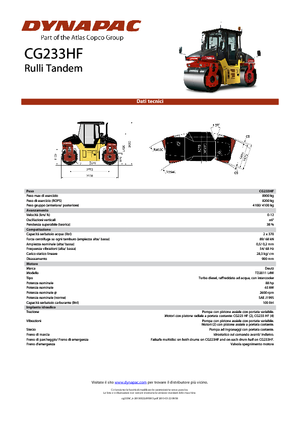 Cilindri vibratori în tandem Dynapac CG 233 HF
