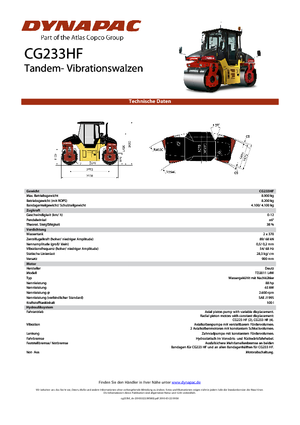 Cilindri vibratori în tandem Dynapac CG 233 HF
