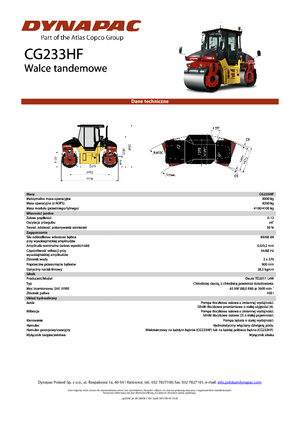 Cilindri vibratori în tandem Dynapac CG 233 HF