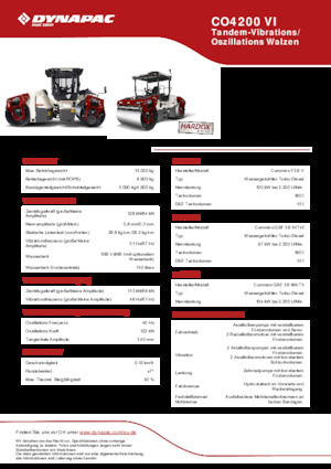 Cilindri vibratori în tandem Dynapac CO 4200 VI