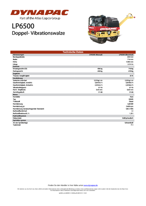 Cilindri vibratori în tandem Dynapac LP 6500