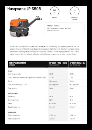 Cilindri vibratori în tandem Husqvarna LP 6505