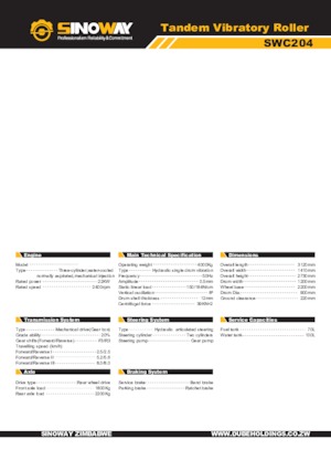 Cilindri vibratori în tandem Sinoway SWC204