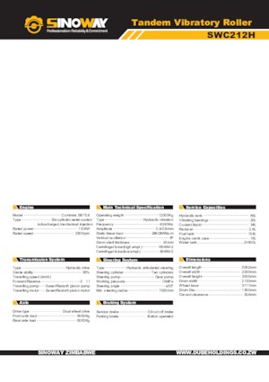 Cilindri vibratori în tandem Sinoway SWC212H