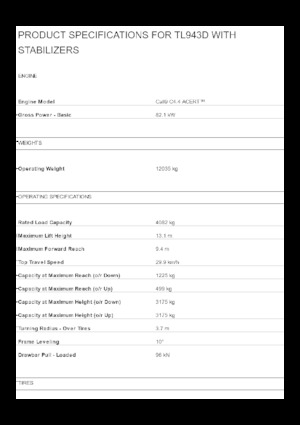 Telehandlere Caterpillar TL943D With Stabilizers