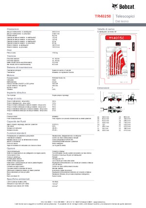 Încărcătoare telescopice cu structură superioară Bobcat TR40250