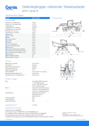 Încărcătoare telescopice cu structură superioară Genie GTH4016R