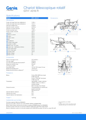Încărcătoare telescopice cu structură superioară Genie GTH4016R