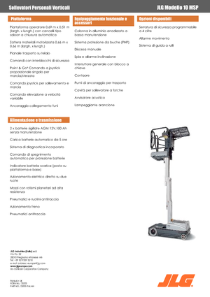 Nacele verticale cu un singur catarg JLG 10MSP