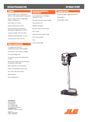 Nacele verticale cu un singur catarg JLG 10MSP