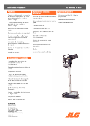 Nacele verticale cu un singur catarg JLG 10MSP