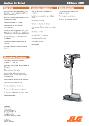 Nacele verticale cu un singur catarg JLG 10MSP