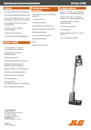 Nacele verticale cu un singur catarg JLG 15 MVL