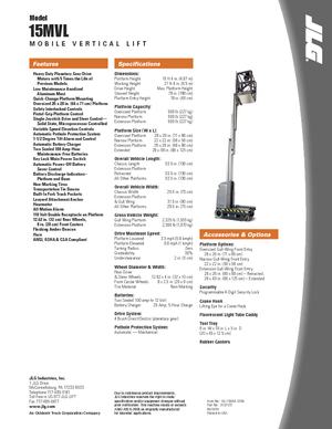 Nacele verticale cu un singur catarg JLG 15 MVL