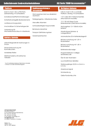 Nacele verticale cu un singur catarg JLG 20AM