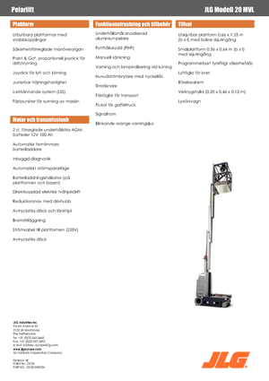 Nacele verticale cu un singur catarg JLG 20MVL