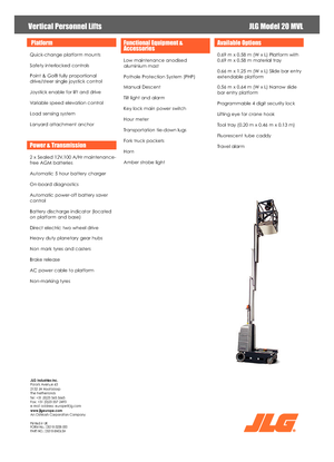 Nacele verticale cu un singur catarg JLG 20MVL