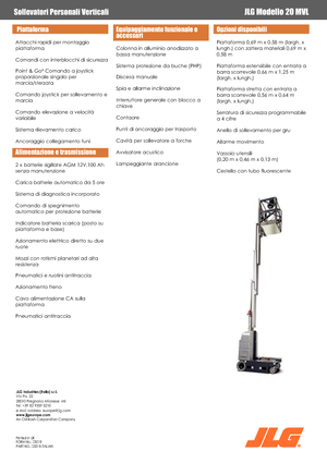 Nacele verticale cu un singur catarg JLG 20MVL