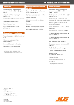 Nacele verticale cu un singur catarg JLG 25AM