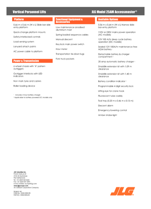 Nacele verticale cu un singur catarg JLG 25AM