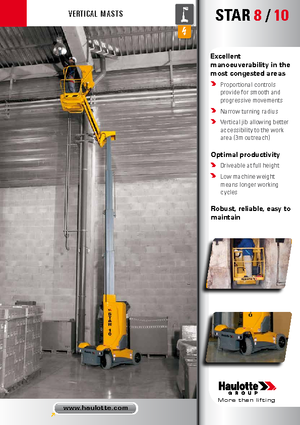 Nacele verticale cu un singur catarg Haulotte Star 10 NT