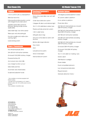 Nacele verticale cu un singur catarg JLG-Toucan Toucan 1210