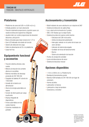 Nacele verticale cu un singur catarg JLG-Toucan Toucan 8E XL