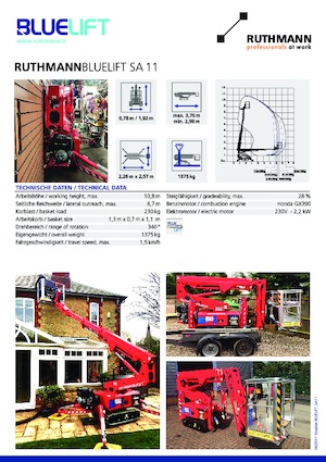 Nacele cu braț articulat pe șenile Ruthmann BLUELIFT SA 11