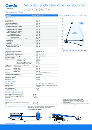 Nacele telescopice pe roți Genie S-65 XC