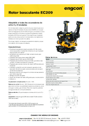 Atașamente pentru lucrul în pantă engcon EC209