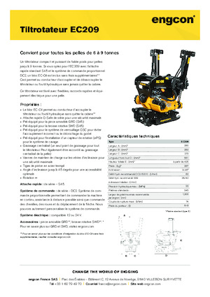 Atașamente pentru lucrul în pantă engcon EC209