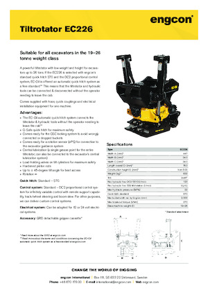 Atașamente pentru lucrul în pantă engcon EC226