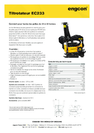 Atașamente pentru lucrul în pantă engcon EC233