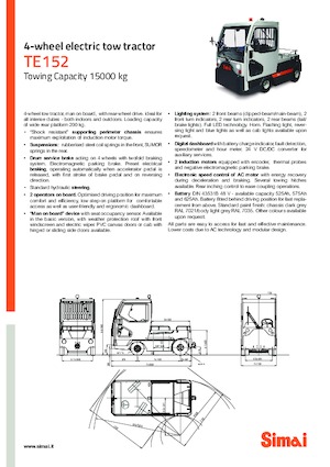 Tractoare automatizate Simai TE 152