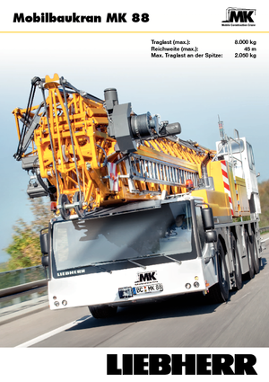 Macarale turn montate pe camion - braț - Braț telescopic - Glisor partea inferioară Liebherr MK 88