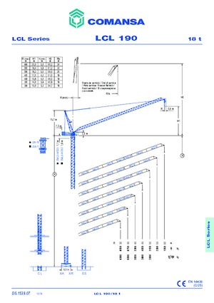 Macarale turn - braț mobil - rotire în partea superioară Comansa LCL 190