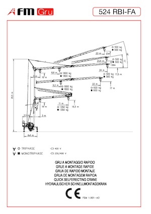 Macalare turn - deplasare cărucior pe braț - rotire în partea inferioară FM-Gru 524 RBI-FA