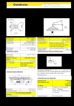 Macalare turn - deplasare cărucior pe braț - rotire în partea inferioară Condecta E 4310