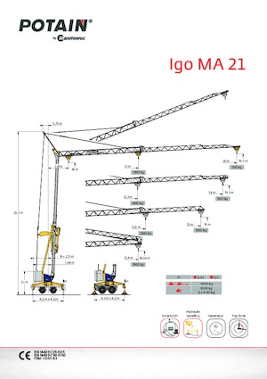 Macalare turn - deplasare cărucior pe braț - rotire în partea inferioară Potain Igo MA 21
