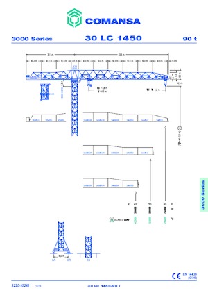 Macalare turn - deplasare cărucior pe braț - rotire în partea superioară Comansa 30LC1450