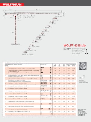 Macalare turn - deplasare cărucior pe braț - rotire în partea superioară Wolffkran 4518 city
