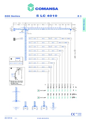 Macalare turn - deplasare cărucior pe braț - rotire în partea superioară Comansa 5LC4010