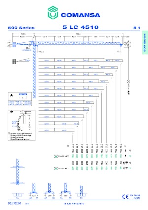 Macalare turn - deplasare cărucior pe braț - rotire în partea superioară Comansa 5LC4510