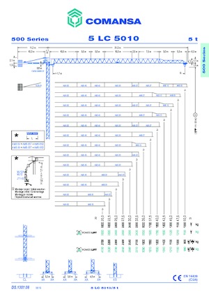 Macalare turn - deplasare cărucior pe braț - rotire în partea superioară Comansa 5LC5010