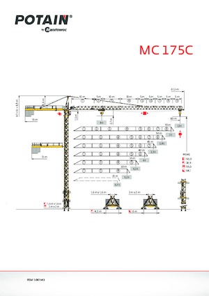 Macalare turn - deplasare cărucior pe braț - rotire în partea superioară Potain MC 175C