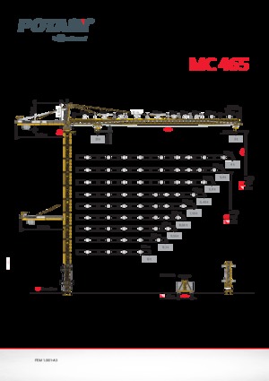 Macalare turn - deplasare cărucior pe braț - rotire în partea superioară Potain MC 465