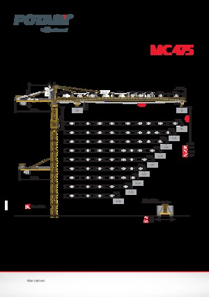 Macalare turn - deplasare cărucior pe braț - rotire în partea superioară Potain MC 475