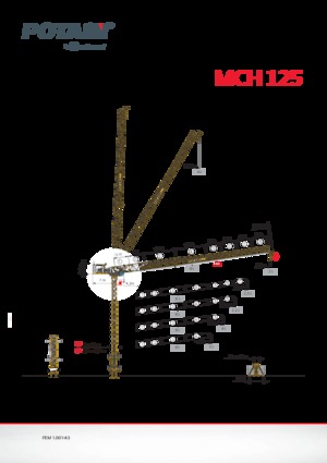 Macalare turn - deplasare cărucior pe braț - rotire în partea superioară Potain MCH 125